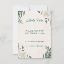 Elegante Eucalyptus Witte Bloemige Trouw RSVP Kaar