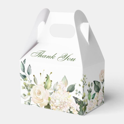 Elegante eucalyptus witte blush hortensia bedankdoosjes (Voorkant Zijde)