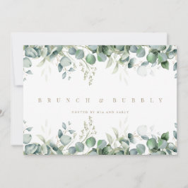 Elegante Eucalyptus Witte Bruidsdouche uitnodiging