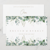 Elegante Eucalyptus Witte Bruidsdouche uitnodiging (Voorkant / Achterkant)