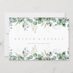 Elegante Eucalyptus Witte Bruidsdouche uitnodiging