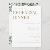 Elegante Eucalyptus Witte repetitie diner Kaart (Voorkant / Achterkant)