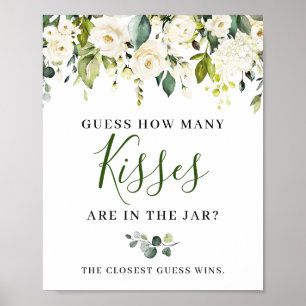 Elegante Eucalyptus Witte Rozen Bloemenbord Poster