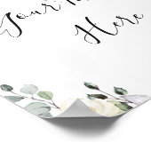 Elegante Eucalyptus Witte Rozen Bloemenbord Poster (Hoek)