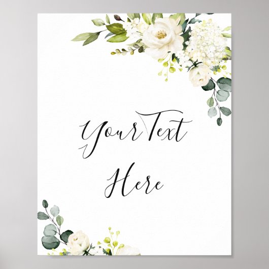 Elegante Eucalyptus Witte Rozen Bloemendekoratie P Poster (Voorkant)