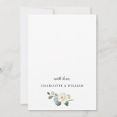 Elegante Eucalyptus Witte Rozen Bloemige Bruiloft Save The Date (Achterkant)