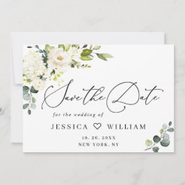 Elegante Eucalyptus Witte Rozen Bloemige Trouwdag Save The Date