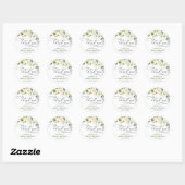 Elegante Eucalyptus Witte Rozen Bloemstuk Bedankt Ronde Sticker (Vel)
