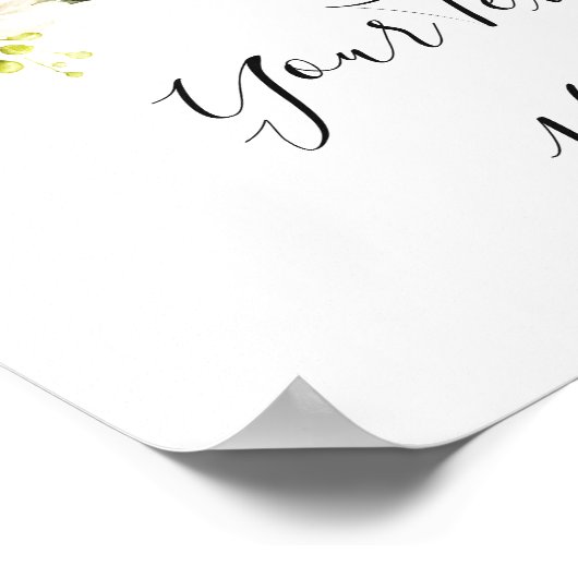 Elegante Eucalyptus Witte Rozen Bloemstuk Poster (Hoek)