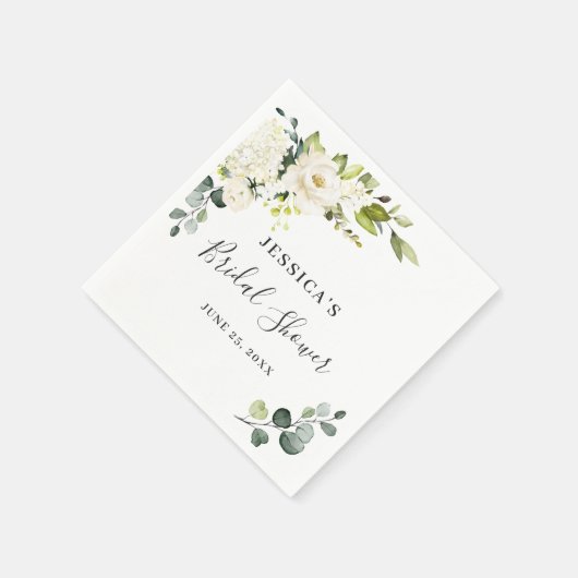 Elegante Eucalyptus Witte Rozen Bruidsdiner Servet (Hoek)