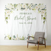 Elegante Eucalyptus Witte Rozen Bruidsdouche Tape Wandkleed (In Situ (horizontaal))