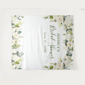 Elegante Eucalyptus Witte Rozen Bruidsdouche Wandkleed (Voorkant (horizontaal))