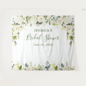 Elegante Eucalyptus Witte Rozen Bruidssalon Tape Wandkleed (Voorkant (horizontaal))