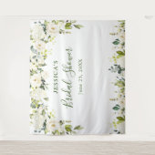 Elegante Eucalyptus Witte Rozen Bruidssalon Tape Wandkleed (Voorkant)