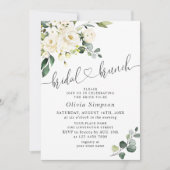 Elegante Eucalyptus Witte Rozen Bruilofts Brunch Kaart (Voorkant)