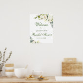 Elegante Eucalyptus Witte Rozen Bruiloftsborrel Poster (Keuken)