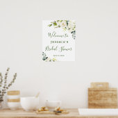Elegante Eucalyptus Witte Rozen Bruiloftsborrel Poster (Keuken)