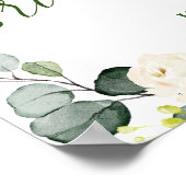 Elegante Eucalyptus Witte Rozen Bruiloftsborrel Poster (Hoek)