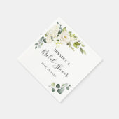 Elegante Eucalyptus Witte Rozen Bruiloftsborrel Servet (Hoek)