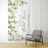 Elegante Eucalyptus Witte Rozen Bruiloftsborrel Wandkleed (In situ)