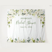 Elegante Eucalyptus Witte Rozen Bruiloftsdouche Ta Wandkleed (Voorkant (horizontaal))