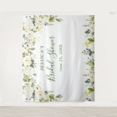 Elegante Eucalyptus Witte Rozen Bruiloftsdouche Ta Wandkleed (Voorkant)