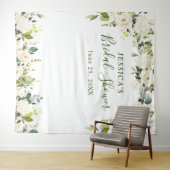 Elegante Eucalyptus Witte Rozen Bruiloftsontvangst Wandkleed (In Situ (horizontaal))