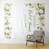 Elegante Eucalyptus Witte Rozen Bruiloftsshower Li Wandkleed (In Situ (horizontaal))