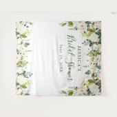 Elegante Eucalyptus Witte Rozen Bruiloftsshower Li Wandkleed (Voorkant (horizontaal))