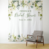 Elegante Eucalyptus Witte Rozen Bruiloftsshower Li Wandkleed (In situ)