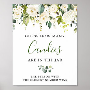 Elegante Eucalyptus Witte Rozen GUESS Bord Poster