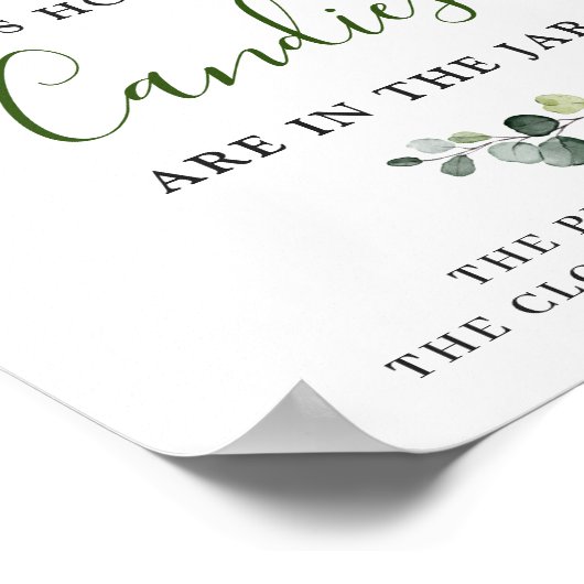 Elegante Eucalyptus Witte Rozen GUESS Sign Poster (Hoek)