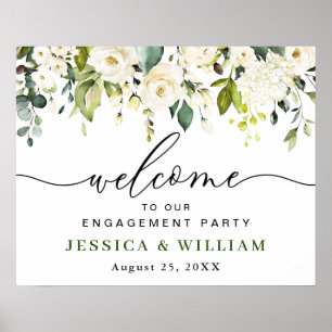 Elegante Eucalyptus Witte Rozen PROEFHuwelijksdine Poster