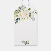Elegante Eucalyptus Witte Rozen Trouwgunst Cadeaulabel (Achterkant)