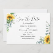 Elegante Eucalyptus Zonnebloem Bloemen Bruiloft Sa Save The Date (Achterkant)