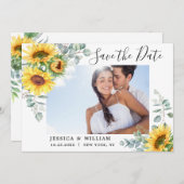 Elegante Eucalyptus Zonnebloem Bloemen Bruiloft Sa Save The Date (Voorkant / Achterkant)