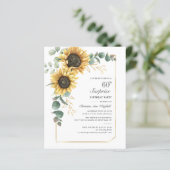 Elegante Eucalyptus Zonnebloem Script 60e Verjaard (Staand voorkant)