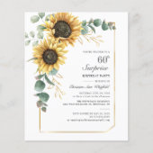 Elegante Eucalyptus Zonnebloem Script 60e Verjaard (Voorkant)