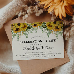 Elegante Eucalyptus & Zonnebloem Viering van het L Kaart