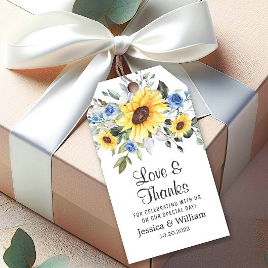 Elegante Eucalyptus Zonnebloemen Bedanken Geschenk Cadeaulabel
