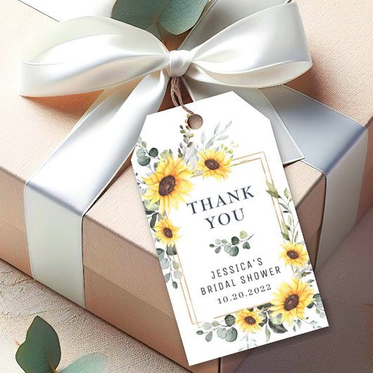 Elegante Eucalyptus Zonnebloemen Dank Je Cadeaulabel