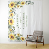 Elegante eucalyptus zonnebloemen foto achtergrond wandkleed (In situ)