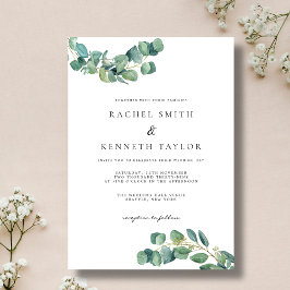 Elegante Eucalyptus Zwart & Wit Minimalistische Tr Kaart