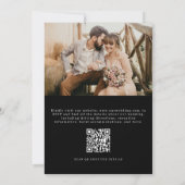 Elegante Eucalyptus Zwarte QR Code Foto Bruiloft Kaart (Achterkant)