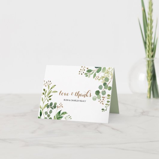 Elegante Eucalyptusblad Groene Trouw Dankjewel Bedankkaart (Voorkant)