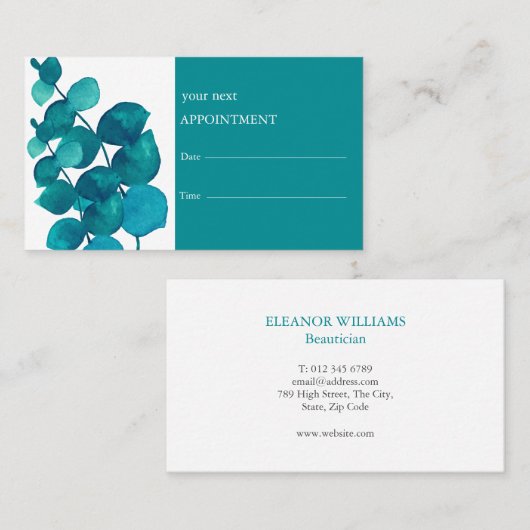 Elegante Eucalyptusbladeren Afspraakkaart Visitekaartje (Voorkant / Achterkant)