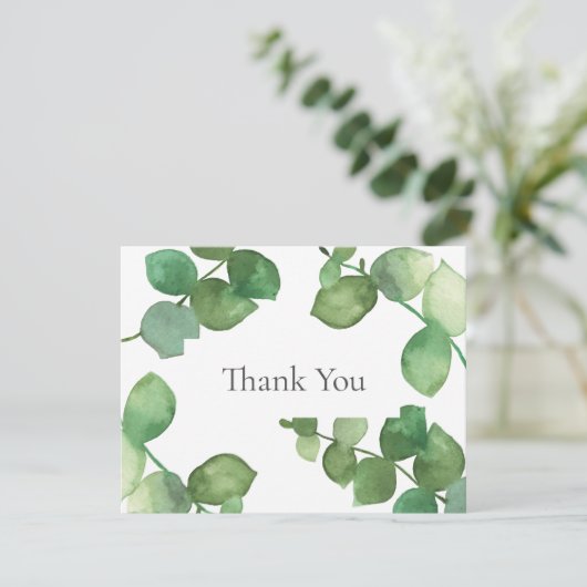 Elegante Eucalyptusbladeren Bedanktkaart voor Zake Bedankkaart (Staand voorkant)