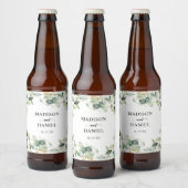 Elegante Eucalyptusbladeren Bruiloft Bier Etiket (Flessen)