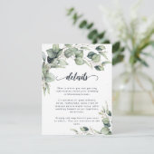 Elegante Eucalyptusbladeren Bruiloft Informatiekaartje (Staand voorkant)