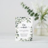 Elegante Eucalyptusbladeren Bruiloft Informatiekaartje (Staand voorkant)
